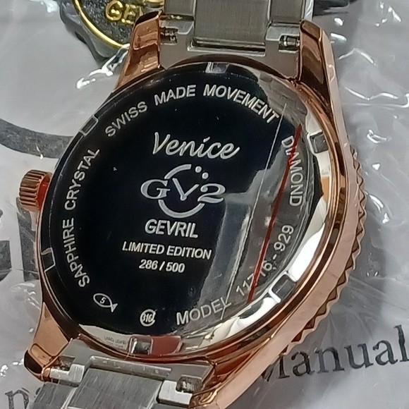 Gevril 2 Tone Venice Mother of Pearl & Diamond Bracelet Watch, 39mm - 0.… - Picture 4 of 11